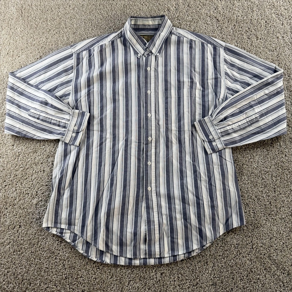 Vintage Sun River Shirt Mens Large Blue Striped Long Sleeve Button-Down Cotton